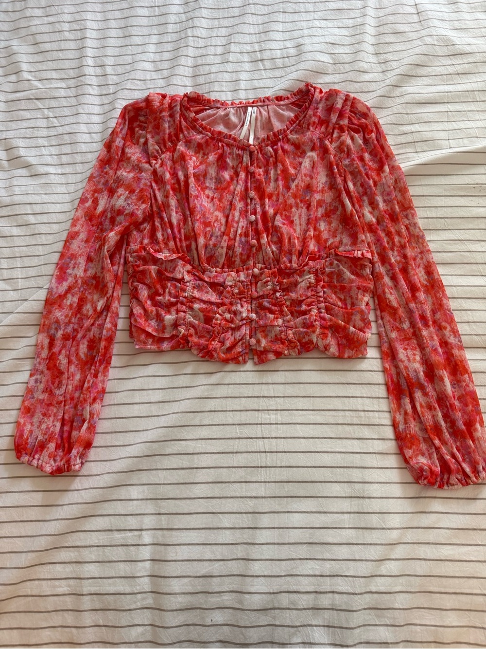 Anthropologie Red FloralBlouse